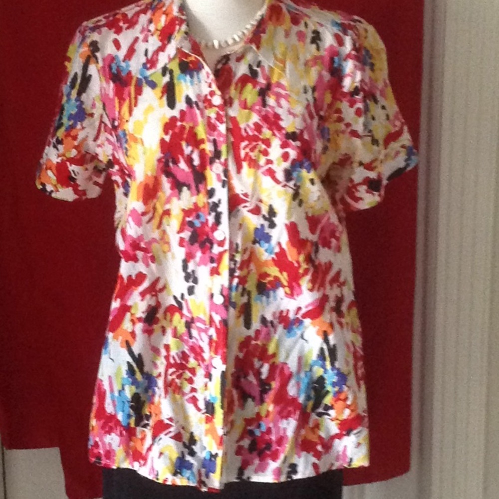 Casual cotton, multicolor, print over shirt. M 👚